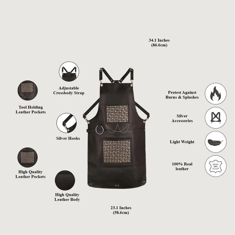 The Bedfordshire Leather Handmade studded bonded Apron