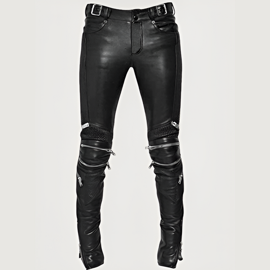 Electric Zipper Mono Leather Pants