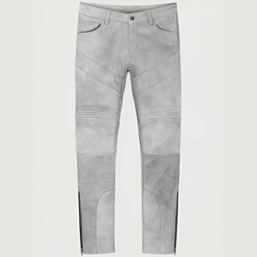 Harbor Gray Leather Biker Jeans