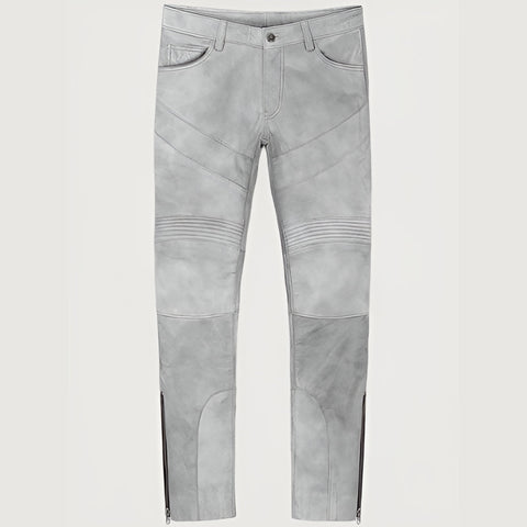 Harbor Gray Leather Biker Jeans