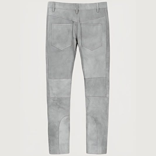 Harbor Gray Leather Biker Jeans