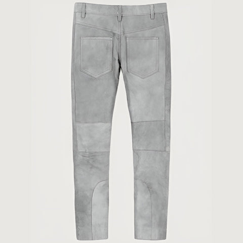 Harbor Gray Leather Biker Jeans