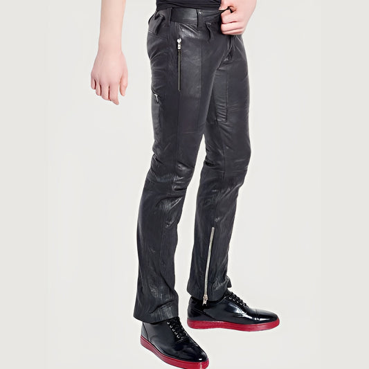 Men Casual Leather Pants