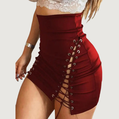 Autumn Sexy Club Night Out Fashion Leather Skirt