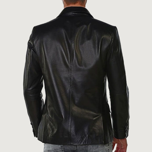 Black Stretch Leather Blazer