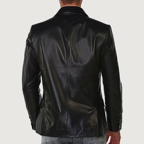 Black Stretch Leather Blazer