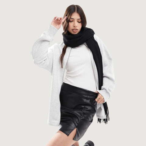 Sleek Split Faux Leather-Look Mini Skirt