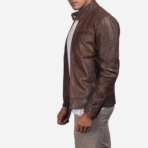 [FS] Dean Brown Leather Biker Jacket