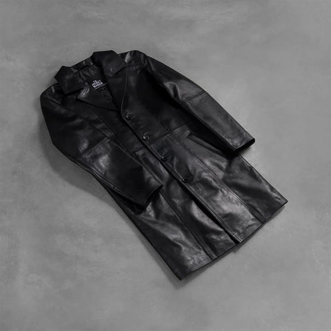 Don Long Black Leather Coat