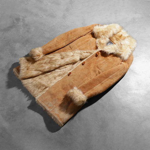 Erica Shearling Beige Leather Coat