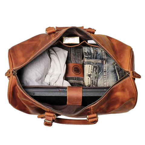 THE BRANDT WEEKENDER SMALL LEATHER DUFFLE BAG