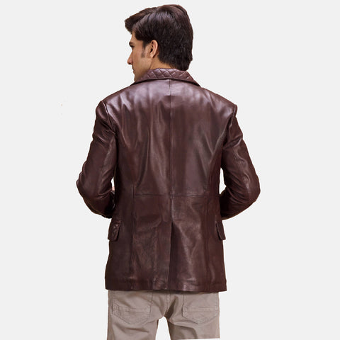 Sheepskin Quilted Maroon Leather Blazer