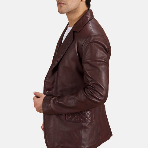 Sheepskin Quilted Maroon Leather Blazer