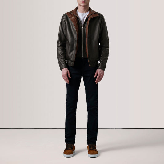 Alfred Brown Leather Bomber Jacket