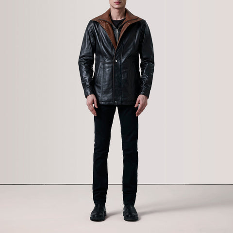 Connor Black Leather Coat