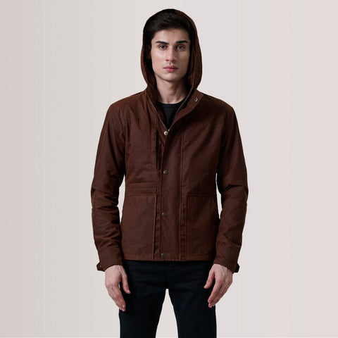 Marlo Brown Canvas Hooded Work Jacket