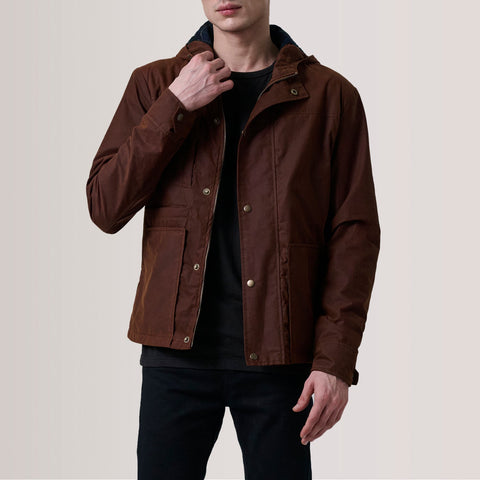 Marlo Brown Canvas Hooded Work Jacket
