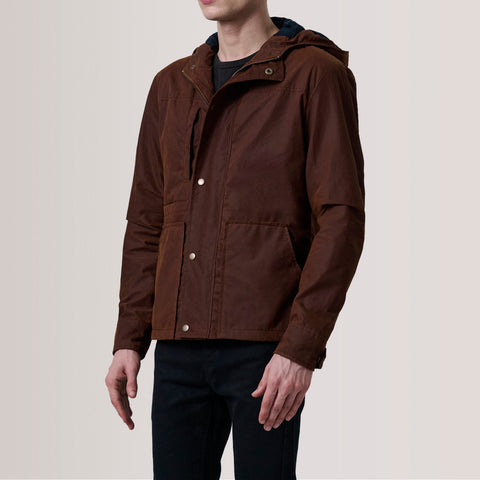 Marlo Brown Canvas Hooded Work Jacket