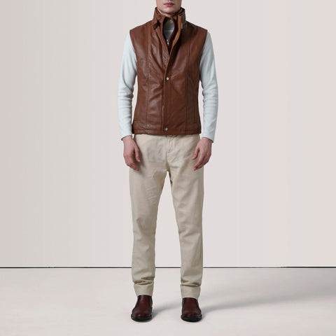 Zane Waxed Brown Leather Vest