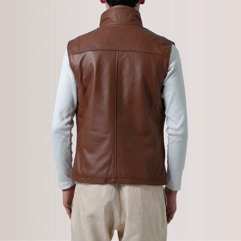 Zane Waxed Brown Leather Vest