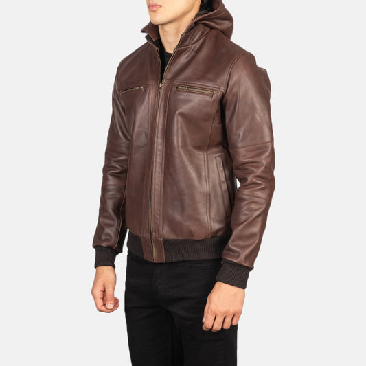 [FS] Bouncer Biz Brown Leather Bomber Jacket