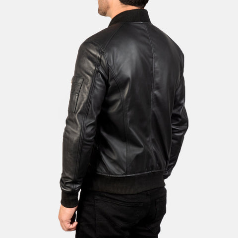 [FS] Bomia Ma-1 Black Leather Bomber Jacket
