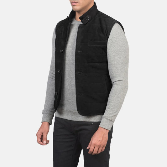 Tony Black Suede Vest