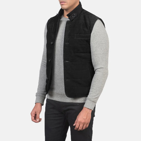Tony Black Suede Vest