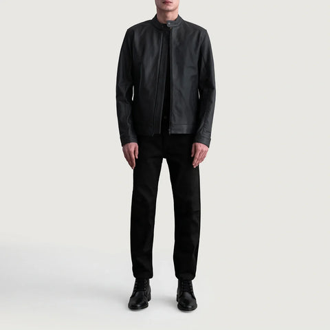 Zen Matte Black Leather Biker Jacket