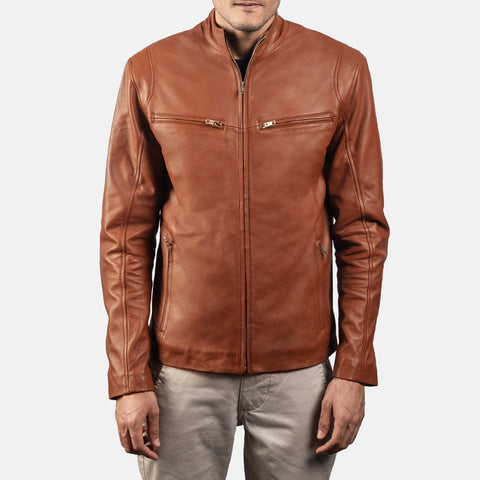[FS] Ionic Brown Leather Biker Jacket