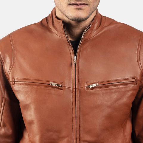 [FS] Ionic Brown Leather Biker Jacket