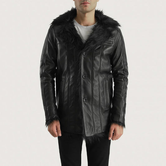 [FS] Furcliff Black Leather Coat