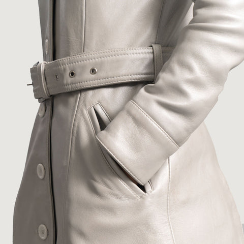 Moonlight Silver Leather Trench Coat