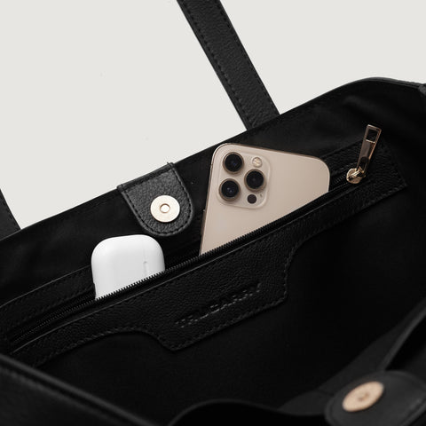 The Bianca Black Leather Tote Bag