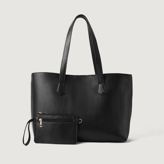 The Bianca Black Leather Tote Bag