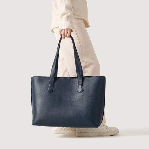 The Bianca Blue Leather Tote Bag