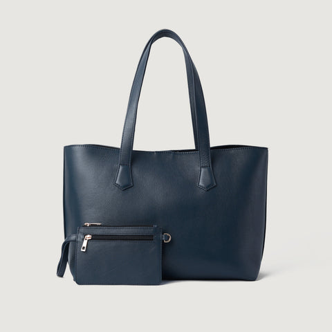 The Bianca Blue Leather Tote Bag
