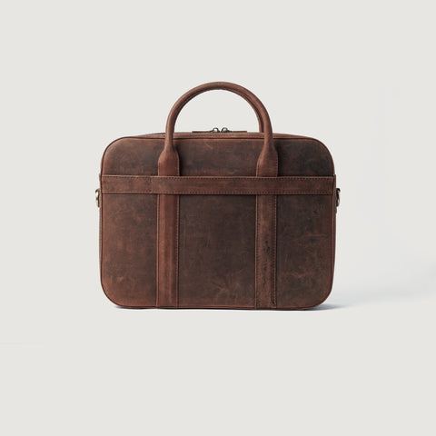 The Captain Vintage Distressed Brown Leather Briefcase