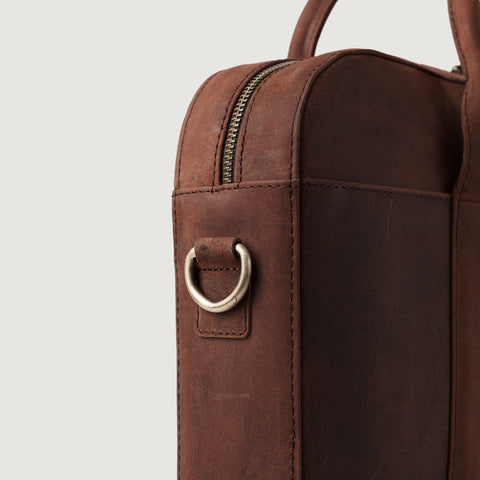 The Captain Vintage Distressed Brown Leather Briefcase