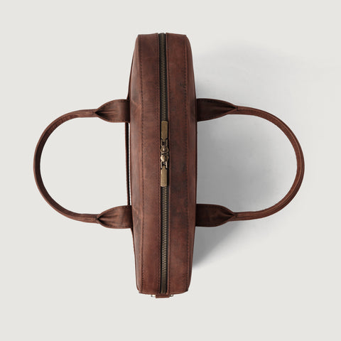 The Captain Vintage Distressed Brown Leather Briefcase