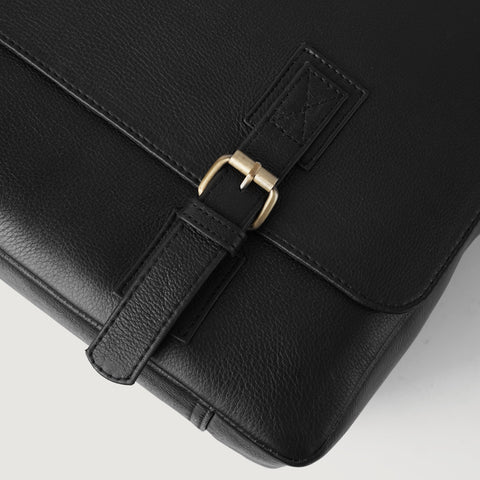 The Cristoph Black Leather Messenger Bag
