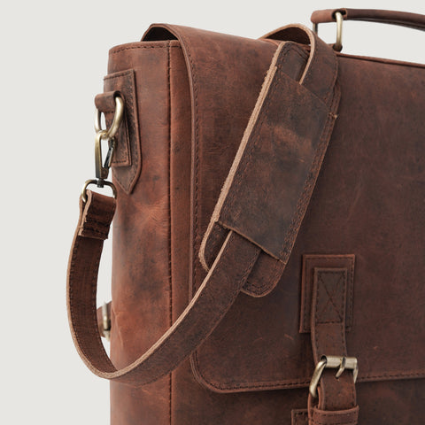 The Cristoph Vintage Distressed Brown Leather Messenger Bag