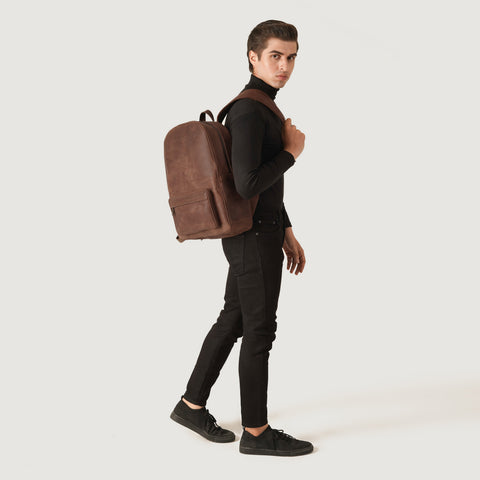 The Philos Vintage Tan Leather Backpack