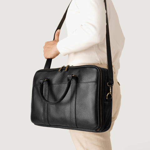 The Preston Black Leather Briefcase