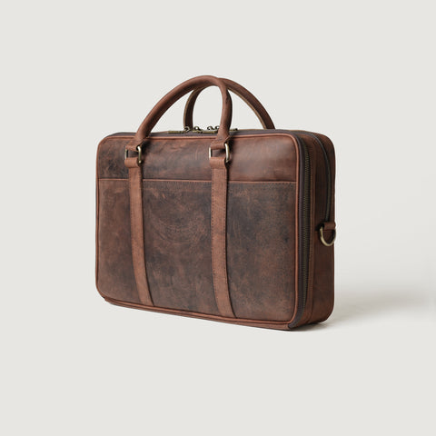 The Preston Vintage Distressed Brown Leather Briefcase