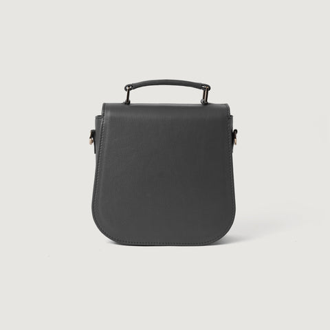 The Sandra Grey Leather Saddle Bag