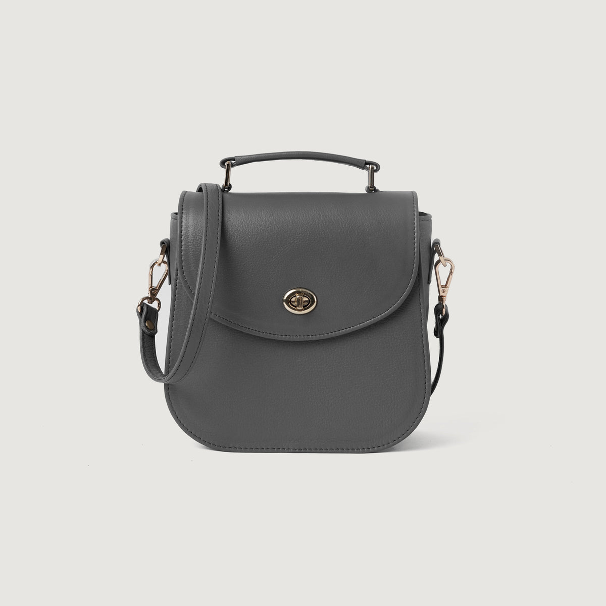 The Sandra Grey Leather Saddle Bag