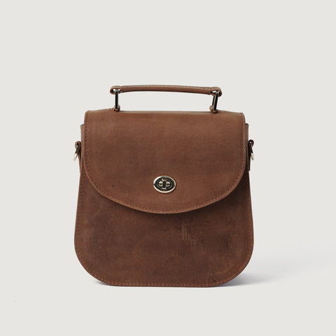 The Sandra Vintage Tan Leather Saddle Bag