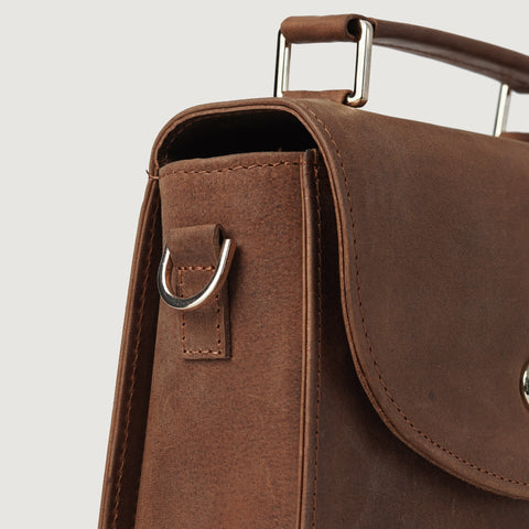 The Sandra Vintage Tan Leather Saddle Bag