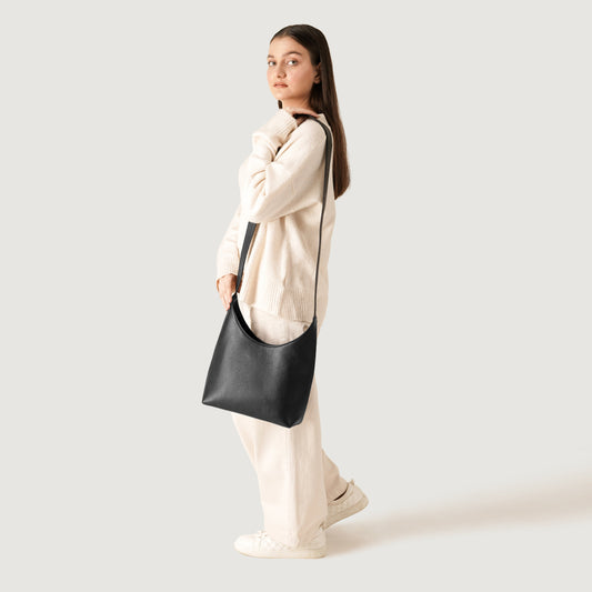 The Stefani Black Leather Hobo Bag